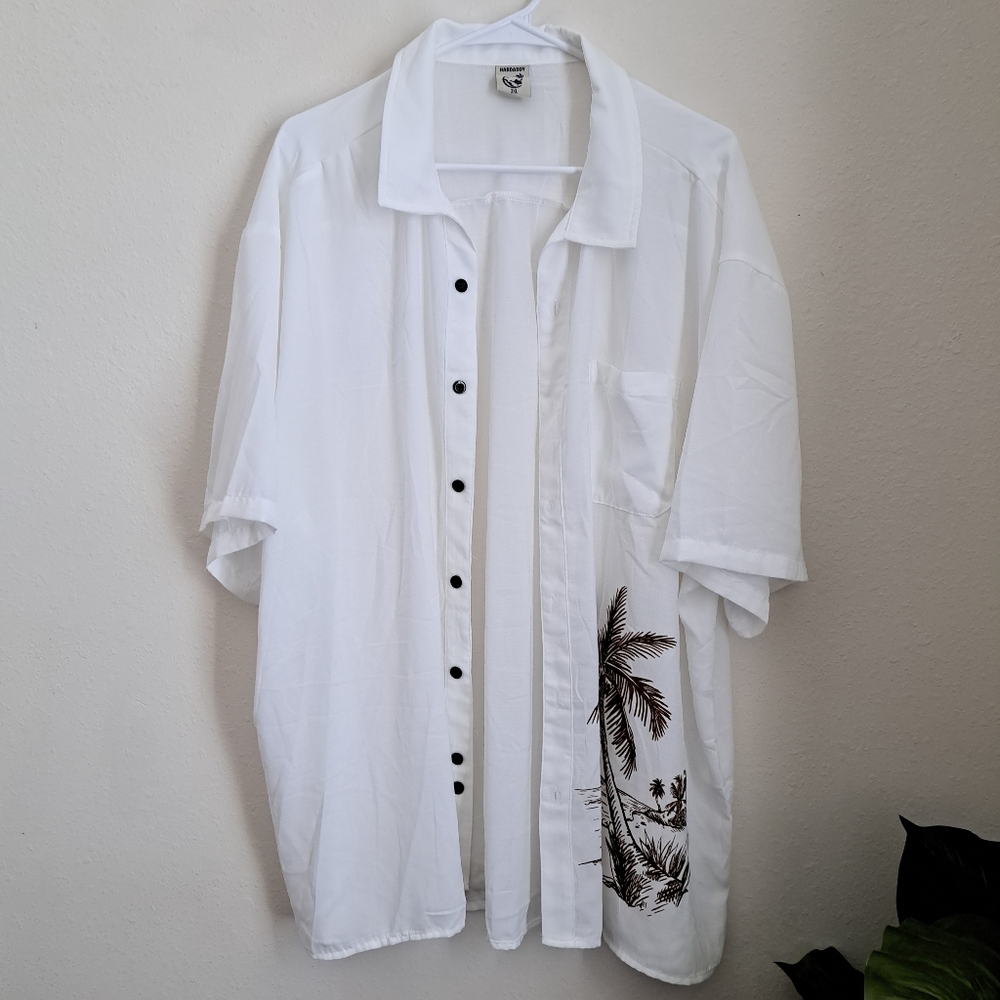 Harddaddy 3XL Button Down Shirt White And BROWN